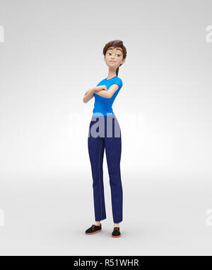 Starke, unabhängige Jenny - 3D-Character-selbstbewusste Frau und Feministin Stockfoto