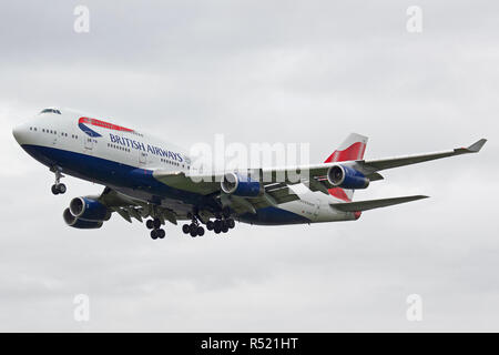 British Airways Boeing 747-436 G-civr Landung am Flughafen London Heathrow Stockfoto