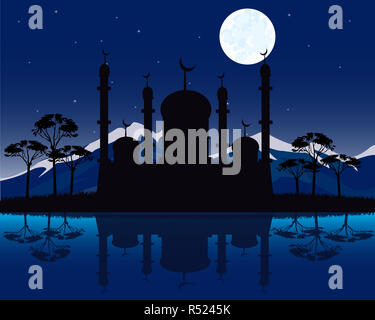 Silhouette Moscheen in der Nacht Stockfoto
