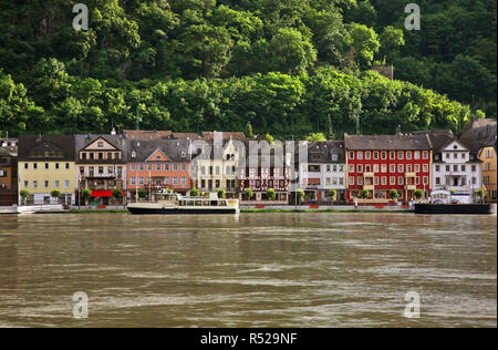 Ufer des Rheins in Sankt Goar am Rhein. Deutschland Stockfoto