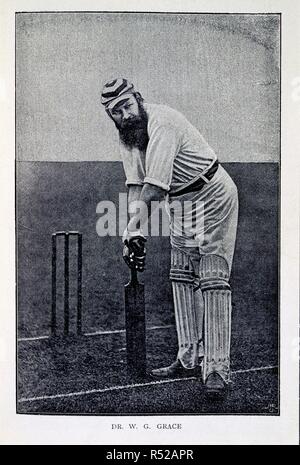 Dr. W. G. Gnade. Könige des Krickets. Bristol und London, 1893. Dr. William Gilbert Grace (1848-1915). English cricketer und Arzt. Porträt. Bild von Kings des Krickets. Ursprünglich veröffentlicht in Bristol und London, 1893 produziert. . Quelle: 7912.aaa.1, gegenüber 108. Sprache: Englisch. Stockfoto