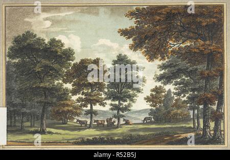 Eine Landschaft Skizze, Vieh. Skizzen und Hinweise auf Gartenbau, etc. London, [1794]. Quelle: 61. e.18. Autor: REPTON, Humphrey. Stockfoto