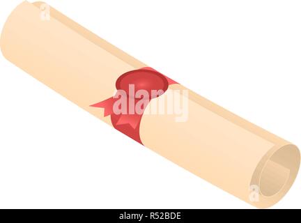 Graduierte Schule Diplom Symbol Papier. Isometrische von abgestufter School Diplom Papier vektor Symbol für Web Design auf weißem Hintergrund Stock Vektor