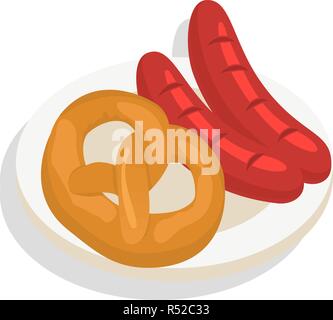 Brezel Bäckerei und Wurst Symbol. Isometrische von Brezel Bäckerei und Wurst vektor Symbol für Web Design auf weißem Hintergrund Stock Vektor
