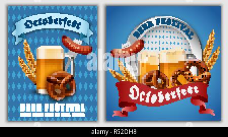 Oktoberfest Bier party Deutsche banner Konzept. Realistische Abbildung: Oktoberfest Bier party deutsche Vektor Banner für Web Stock Vektor