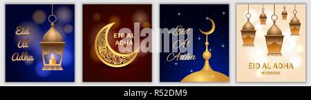 Eid Al Adha Festival banner Konzept gesetzt. Realistische Abbildung von 4 Eid Al Adha festival Vektor banner Konzepte für Web Stock Vektor
