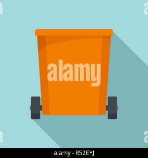 Orange trash can icon. Flat illustration of orange trash can vector icon for web design Stock Vektor