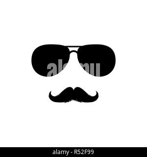 Schnurrbärte und Sonnenbrille bemannt Gesicht Clipart. Black Mode Sonnenbrille isoliert Vektor Clipart. Silhouette für Laserschneiden Design. Schnurrbart für Barbershop oder mexikanischen Karneval. Modeaccessoire. Stock Vektor