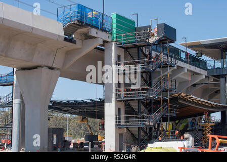 September 2018 Kellyville (Sydney) NSW, Bau der Sydney Metro Nordwest rail line ist derzeit auf Budget und Zeitplan voraus Stockfoto