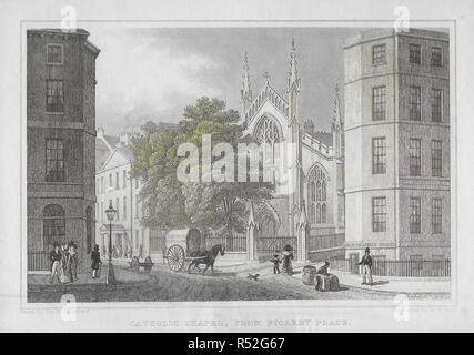 19. jahrhundert Gravur der katholischen Kapelle von Picardy Place, Edinburgh, Schottland Thomas Schäfer 1829 Stockfoto