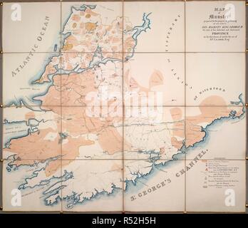 Karte von Münster. Karte von Münster. Irland; circa 1828. [Karte] Karte von Münster, im Zusammenhang mit den Unruhen in der Provinz. Auf der Karte angegeben sind die Nachlässe von Abwesenden und ansässigen Eigentümern, militärische Stationen, die Lage der Sondergerichte, Orte der Todesstrafe, neue Straßen, und Kalkstein und Kohle Minen. Für Nicholas Philpot Leader vorbereitet, und wahrscheinlich mit dem Marquis von Anglesey Bild von Karte von Münster, präsentiert. Ursprünglich veröffentlicht in Irland hergestellt; circa 1828. . Quelle: Hinzufügen. 63632,. Sprache: Englisch. Stockfoto