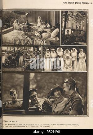 Die Royal Flying Corps Hospital in Bryanston Square, im Mai 1916 eröffnet, in einem Haus die Fastenzeit von Lady Tredegar. Die erste, in Dorset Square, blieb die Zentrale, und ein Erholungsheim wurde auch im Süßwasser in der Isle of Wight. Zusätzlich wird eine weitere Eigenschaft wurde bei Eaton Square gesichert eine Schwester Krankenhaus zu werden. Die Arbeit und das Training des Royal Flying Corps. [Mit Illustrationen.]. London: Illustrated London News, [1918]. Quelle: 9081.h. 13 Seite 35. Stockfoto