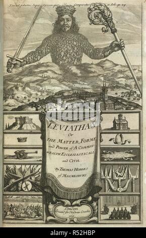 Leviathan. Leviathan, oder die Angelegenheit, Forme, & Kraft einer Comm. Andrew Crooke: London, 1651. Leviathan. Bild von Leviathan, oder die Angelegenheit, Forme, und die Macht einer Gemeinsamen - Reichtum, civill ecclesiasticall und berücksichtigt. Ursprünglich veröffentlicht in Andrew Crooke: London, 1651 produziert. . Quelle: C 175. n.3, Titelseite. Stockfoto