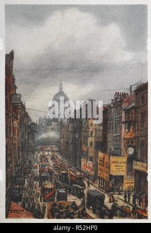 Fleet Street in Richtung St. Paul's. London. London: Schwarz, 1916. Quelle: W 10/9975. Autor: Robert Hoffnung Moncrieff, Ascott. Stockfoto