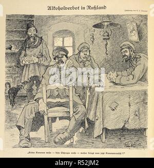 Alkoholverbot in RuÃŸland: "Alkohol verbot in Russland". Unglücklich russische Soldaten. Kriegs FlugblÃ¤tter des Simplicissimus. München, 1914. Quelle: Simplicissimus 08/12/1914 Seite Band 19, Ausgabe 36. Sprache: Deutsch. Autor: Petersen, Carl Olof. Stockfoto