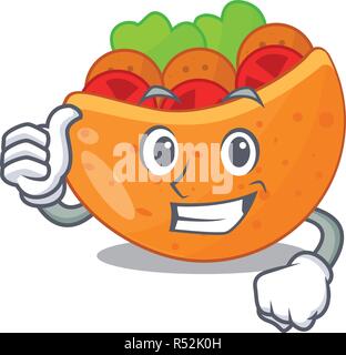 Daumen nach oben Fladenbrot Sandwiches mit gegrilltem Charakter Stock Vektor