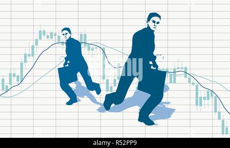 Leuchter Börse Grafik und Geschäftsmann Stock Vektor