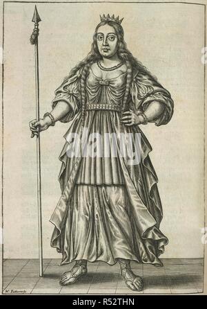 Boudicca. Britannia Antiqua Illustrata: oder, die Antiquitäten. Für den Autor: London, 1676. Boudicca (d.61 AD). Britischer Warrior Queen. Porträt. Bild entnommen aus Britannia Antiqua Illustrata: oder, die Antiquitäten der Alten Großbritannien, mit eine chronologische Geschichte dieses Königreich, etc. Ursprünglich veröffentlichte/in für den Autor: London, 1676 produziert. . Quelle: C83 k. 2, gegenüber 229. Sprache: Englisch. Stockfoto