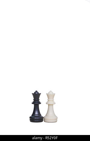 Bild von zwei Schach Schachfiguren auf dem weißen Hintergrund. Stockfoto