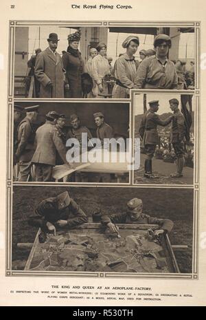 "Der König und die Königin an einem Flugzeug Fabrik". Die Arbeit und das Training des Royal Flying Corps. [Mit Illustrationen.]. London: Illustrated London News, [1918]. Quelle: 9081.h.13 auf Seite 22. Stockfoto