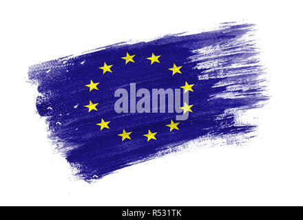 Gemalt Flagge der Europäischen Union. Hand gezeichneten Stil Flagge der Europäischen Union Stockfoto