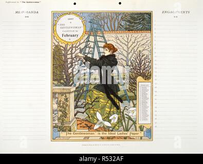 Februar. Die gentlewoman. Februar 1897. Die gentlewoman Kalender für Februar. Eine Frau Beschneidung eine Pflanze im Garten. Bild aus dem Gentlewoman genommen. Ursprünglich veröffentlicht im Februar 1897 produziert. . Quelle: Colindale,. Sprache: Englisch. Stockfoto