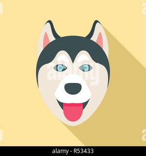 Husky Hund Kopf Symbol. Flache Darstellung von Husky Hund Kopf vektor Symbol für Web Design Stock Vektor