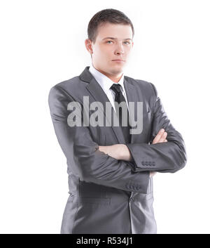 Porträt eines erfolgreichen jungen Geschäftsmann. isoliert auf weißem Stockfoto