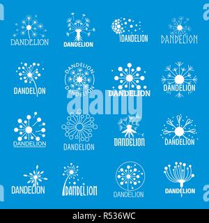 Löwenzahn logo Symbole gesetzt. Einfache Abbildung: 16 Löwenzahn logo Vector Icons für Web Stock Vektor