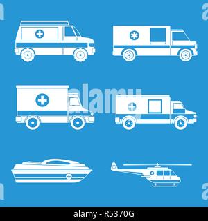 Krankentransporte Symbole gesetzt. Einfache Abbildung von 6 Krankentransporte Vector Icons für Web Stock Vektor