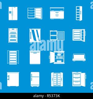 Gefrierschrank Kühlschrank gefrorenem Eis Symbole gesetzt. Einfache Abbildung von 16 Gefrierschrank Kühlschrank gefrorenem Eis Vector Icons für Web Stock Vektor