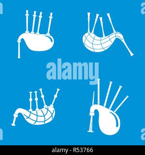 Dudelsack Schottland schottische Symbole gesetzt. Einfache Abbildung von 4 Dudelsack Schottland schottische Vector Icons für Web Stock Vektor