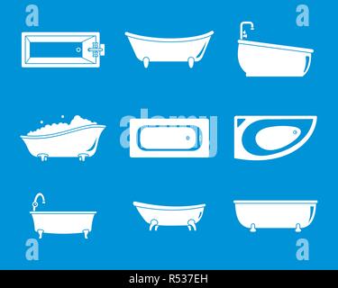 Badewanne interior Symbole gesetzt. Einfache Abbildung: 9 Badewanne Innenausstattung Vector Icons für Web Stock Vektor