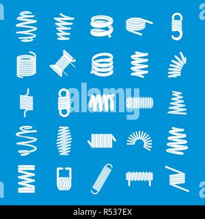 Spiralfeder kabel Symbole gesetzt. Einfache Abbildung von 25-Spulenfeder kabel Vector Icons für Web Stock Vektor