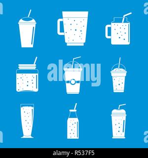 Smoothie Milchshake Fruchtsaft Symbole gesetzt. Einfache Abbildung von 9 smoothie Milchshake Fruchtsaft Vector Icons für Web Stock Vektor