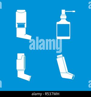 Inhalator Entlüfter tiefen Atem Gesundheit asthma Symbole gesetzt. Einfache Abbildung von 4 Inhalator Entlüfter tiefen Atem Gesundheit asthma Vector Icons für Web Stock Vektor