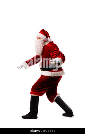 Weihnachtsmann auf weißem Hintergrund Stockfoto