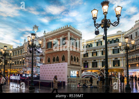 Das Venetian Macao Shopping Mall mit Venedig Stil Geschäfte. Macau, Januar 2018 Stockfoto