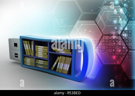 Usb-Laufwerk mit Datei Ordner Stockfoto