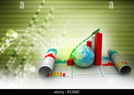 Business-Wachstum-Grafik und Globus Stockfoto