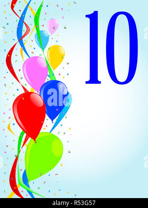 10 Ballons und Konfetti Party Stockfoto