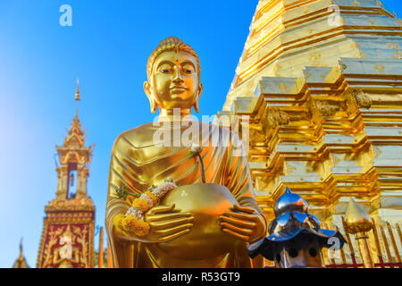 Buddha Statue an der Freien royalty öffentlichen Tempel in Chiang Mai Thailand. Stockfoto