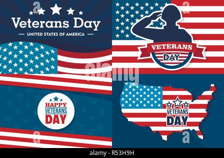 Veterans Day Banner ist. Flache Darstellung des Veterans Day vektor Banner für Web Design Stock Vektor