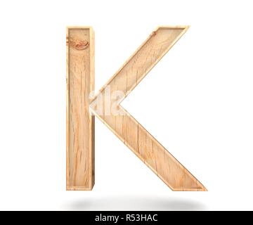 3D-dekorative Holz- Alphabet, Großbuchstabe K Stockfoto