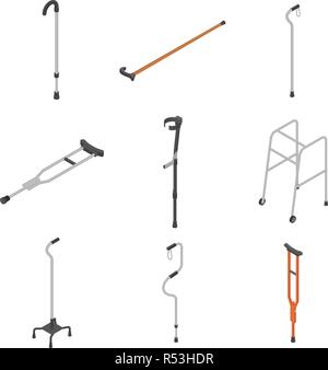 Krücken Icon Set. Isometrische eingestellt von krücken Vector Icons für Web Design auf weißem Hintergrund Stock Vektor
