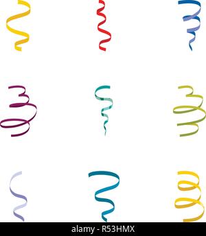 Curl Ribbon Symbol gesetzt. Flache Set von 9 curl ribbon Vector Icons für Web Design Stock Vektor