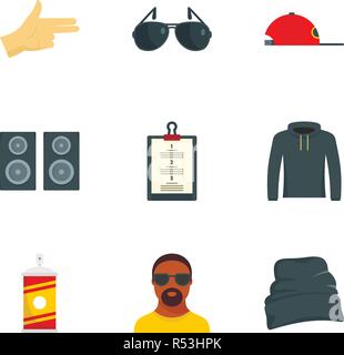 Hip hop Symbol gesetzt. Flache Set von 9 hip hop Vector Icons für Web Design Stock Vektor