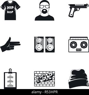 Hip hop Symbol gesetzt. Einfacher Satz von 9 hip hop Vector Icons für Web Design auf weißem Hintergrund Stock Vektor