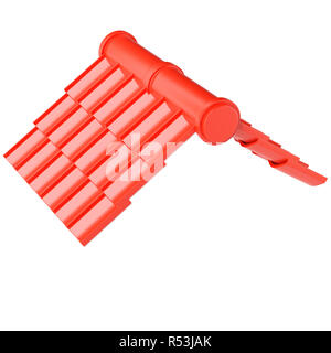 3D-Illustration Dach aus roten Ziegeln. Industrial Building Design. Stockfoto