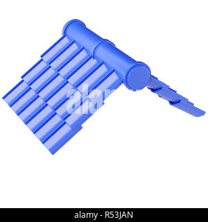 3D-Illustration Dach aus blauen Fliesen. Industrial Building Design. Stockfoto